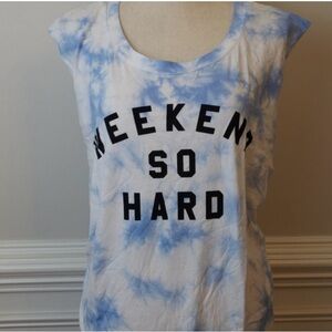 Fifth Sun Blue and White Tie-Dye Tank Top